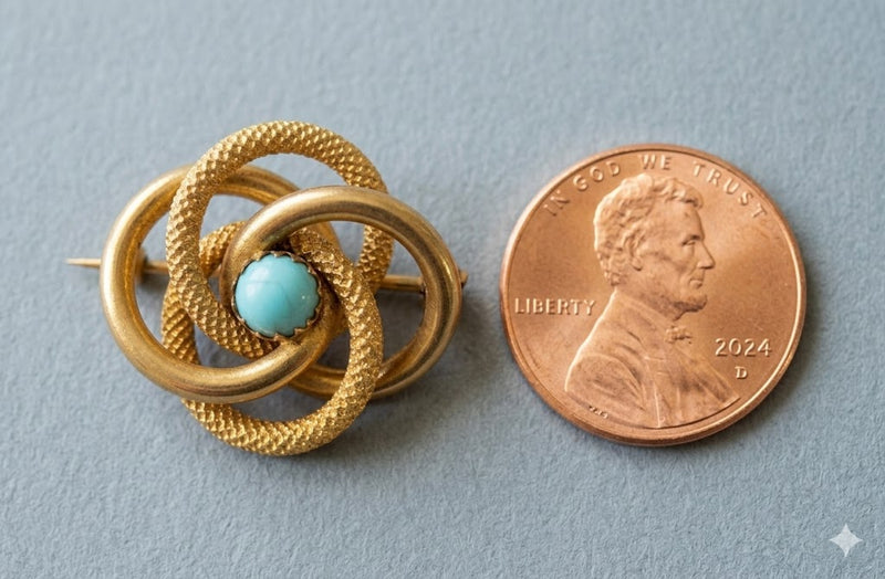 Victorian Gold Filled Turquoise Brooch – Made in England