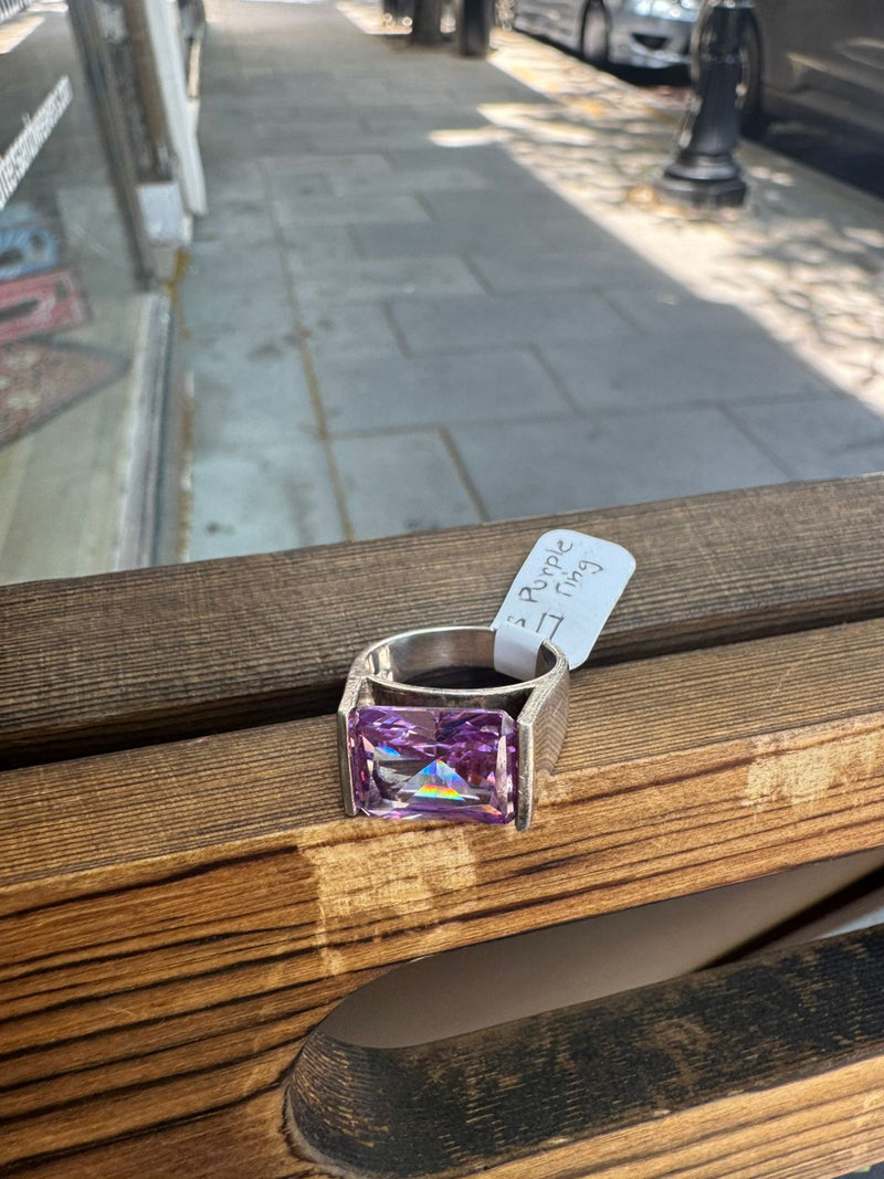 SS Purple Rectangle Ring