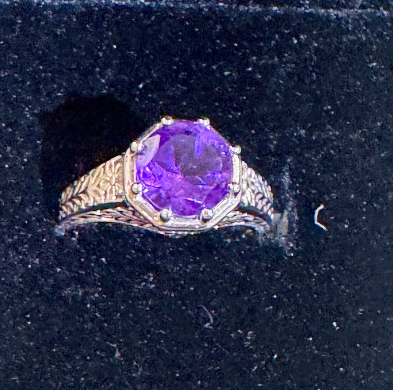 SS Filigree Amethyst Ring