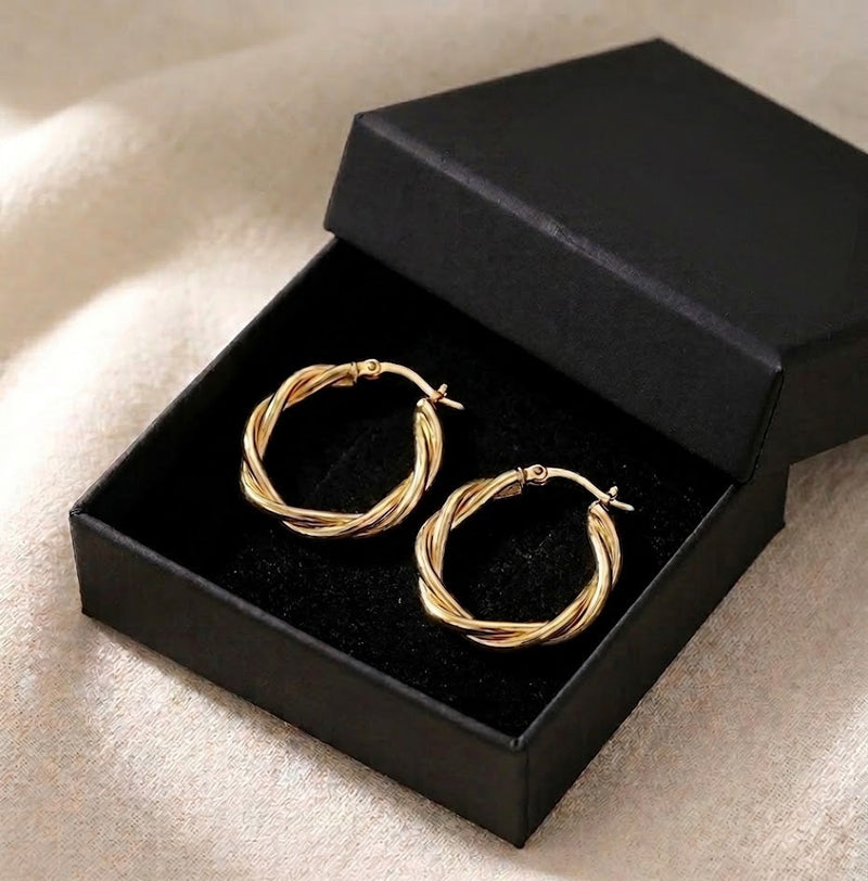 Gold Plated Sterling Silver Crisscross Hoop Earrings