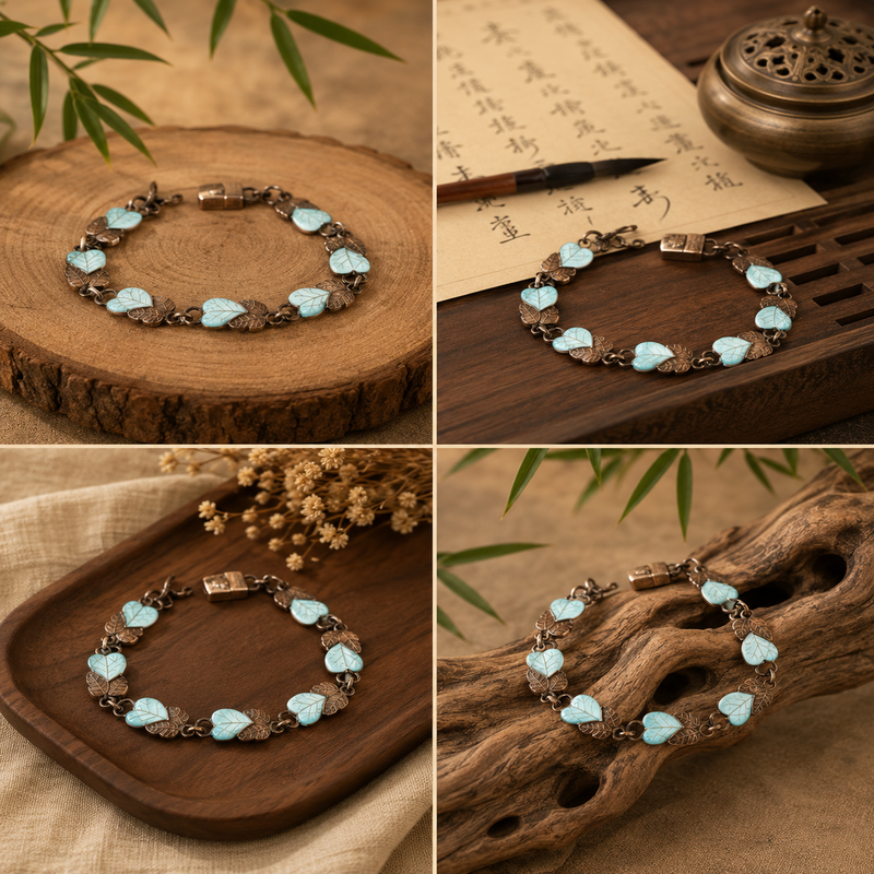 Sterling Silver Botanical Leaf Bracelet