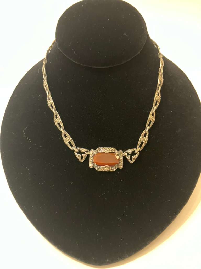 SS Carnelian deco Marc Necklace