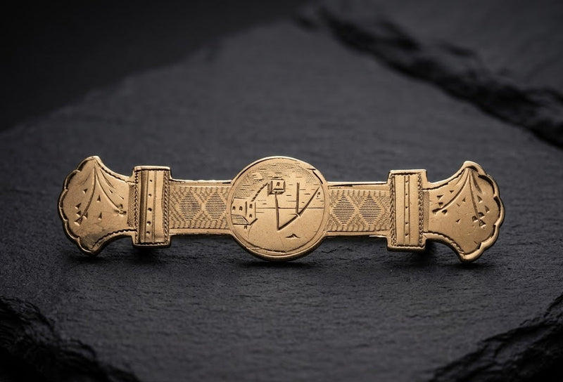 Victorian Gold Filled Etched Bar Pin Brooch