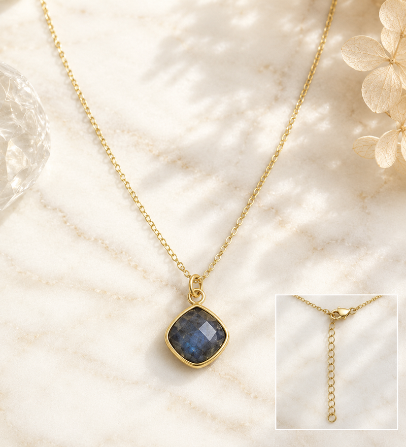 Sterling Silver Labradorite Solitaire Pendant Necklace
