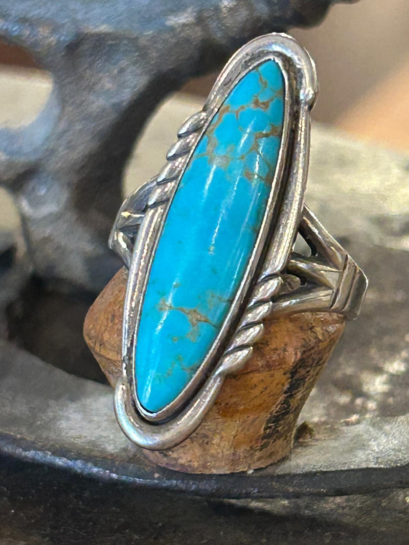 Sterling Silver Vintage Turquoise Ring Size 9 1/2 (Hallmarked)