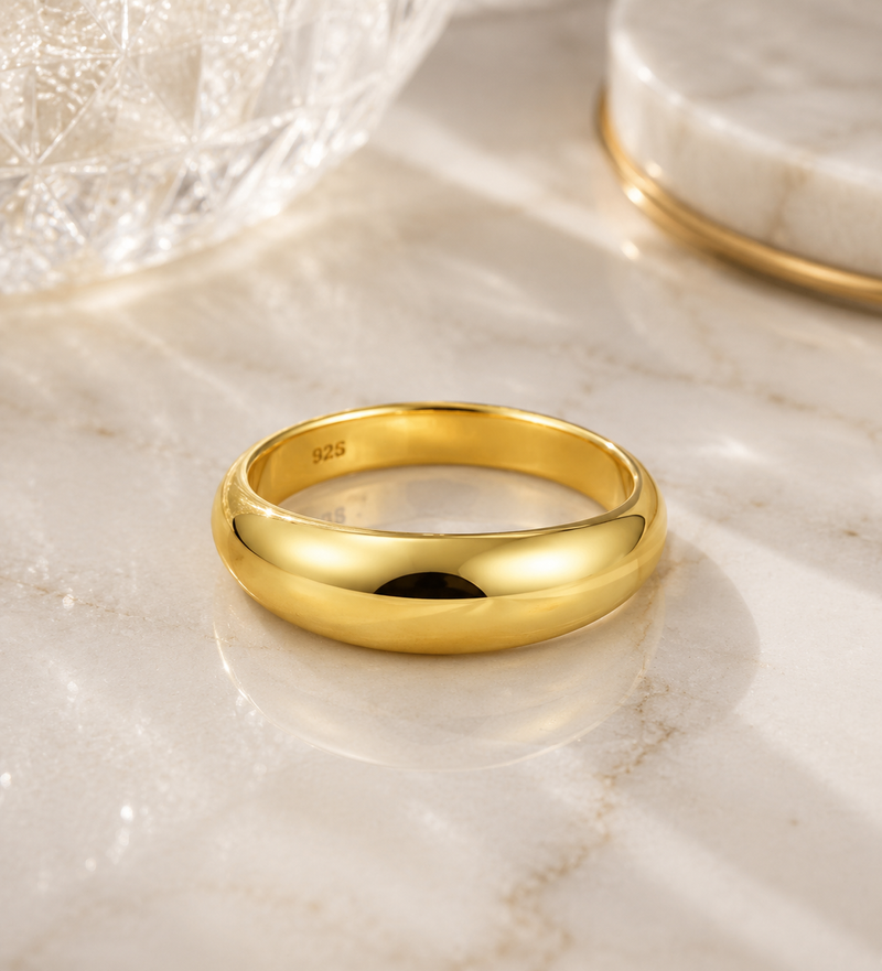 14K Gold Plated Sterling Silver Band Ring
