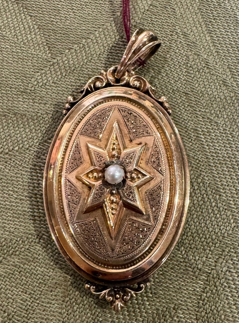 10K Victorian Star Pearl Locket