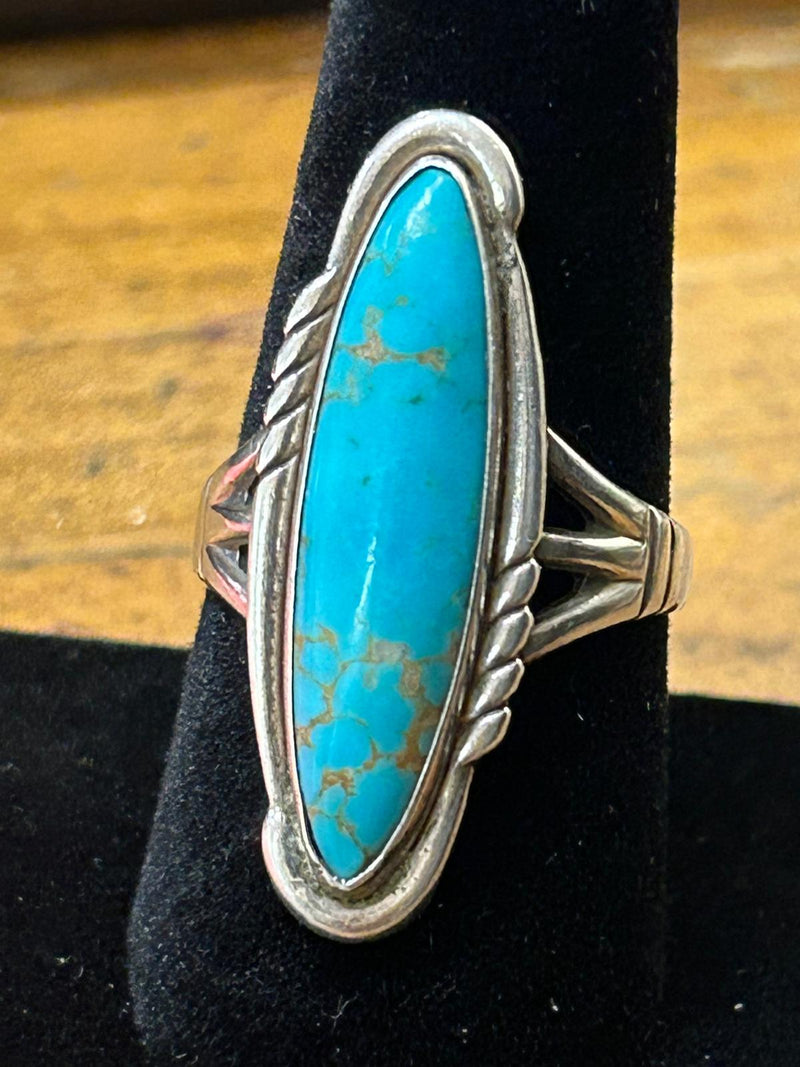Sterling Silver Vintage Turquoise Ring Size 9 1/2 (Hallmarked)