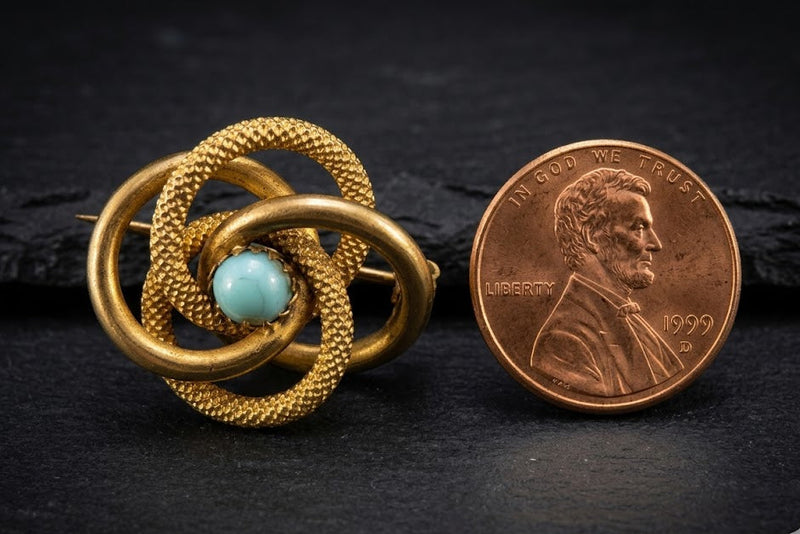Victorian Gold Filled Turquoise Brooch – Made in England