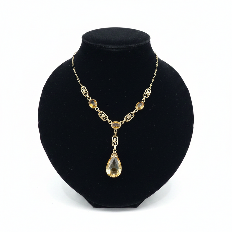 14K 1920's Citrine Necklace