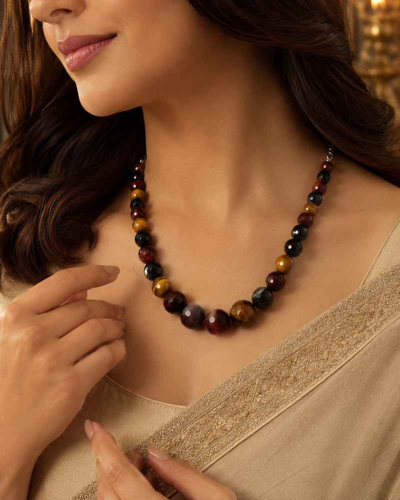 Tigers Eye Beaded Necklace – Elegant and Natural Gemstone Jewellery