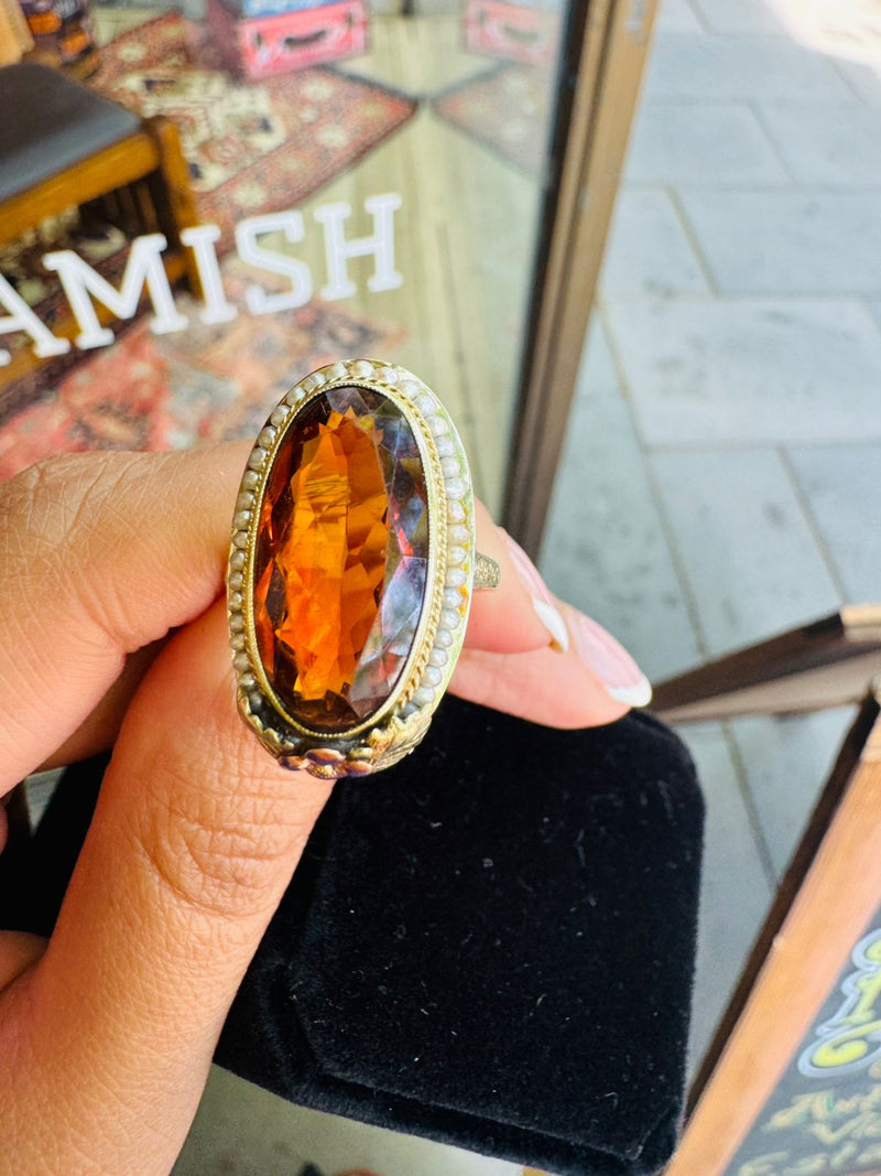 14K Mandarin Citrine Ring