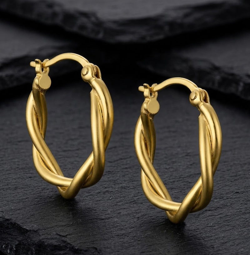 Gold Plated Sterling Silver Crisscross Hoop Earrings