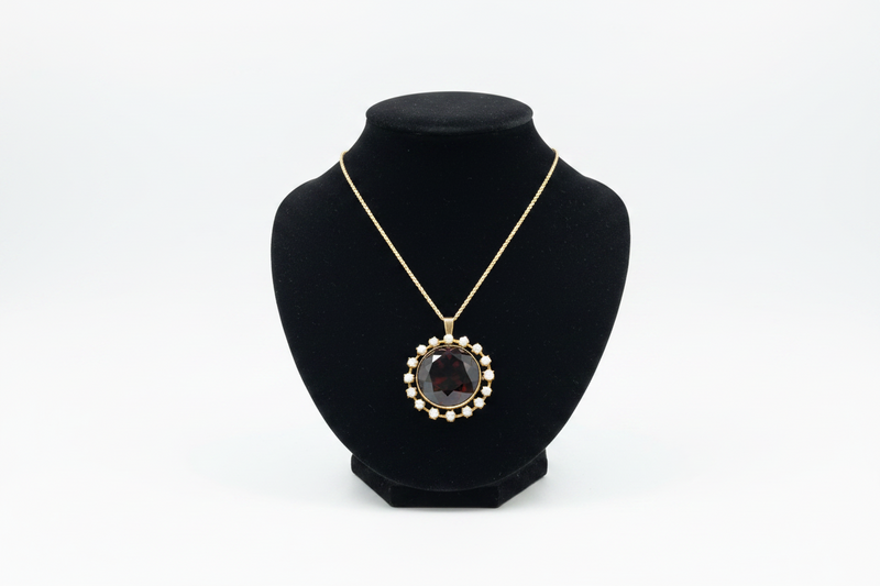 14K Citrine and pearl necklace 1900's