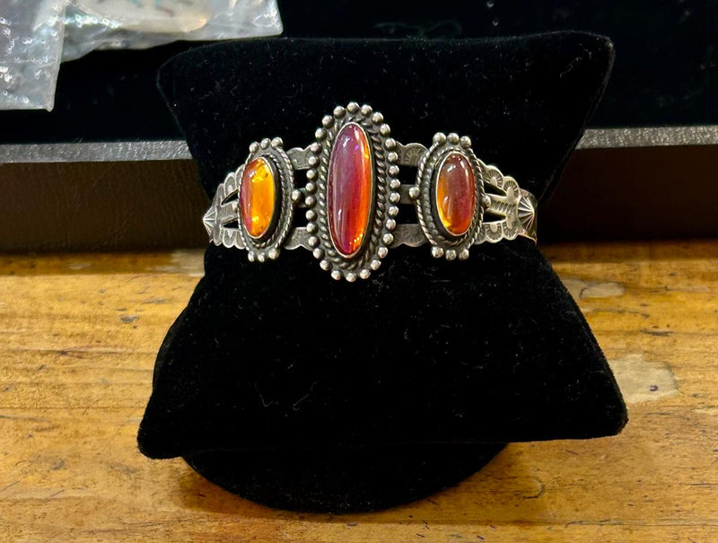 Vintage Sterling Silver Dragon’s Breath Navajo Cuff