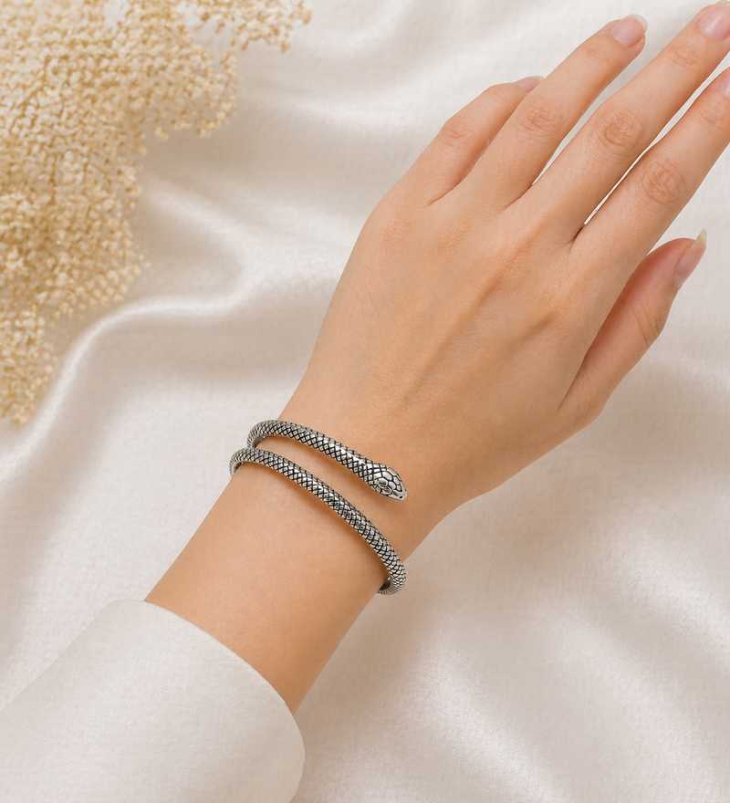 Sterling Silver Oxidized Snake Cuff