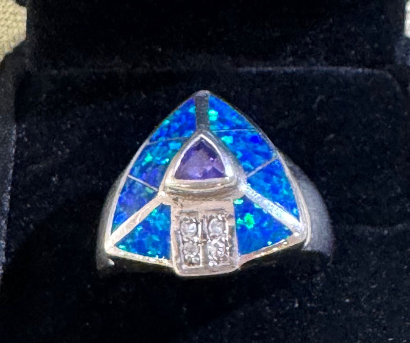 SS Amethyst and Opal AND CZ Ring