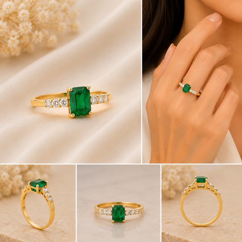 Emerald Classic Ring – 18K Yellow Gold
