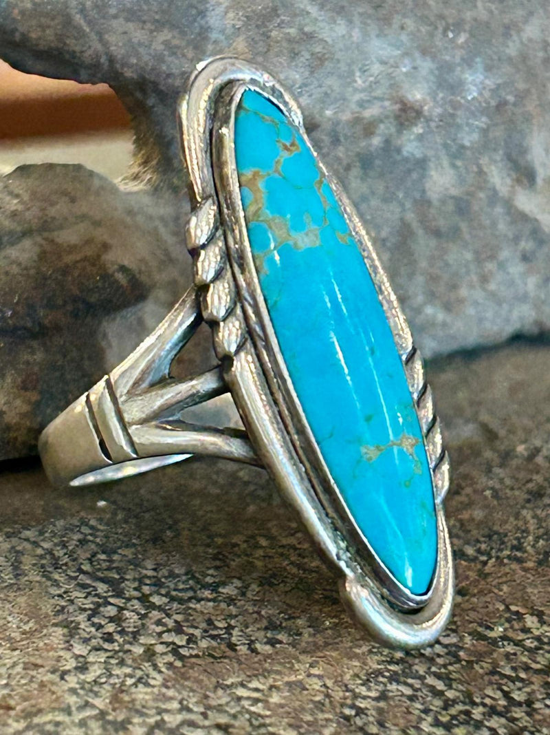 Sterling Silver Vintage Turquoise Ring Size 9 1/2 (Hallmarked)