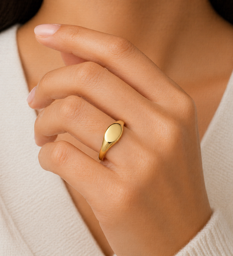 Oval Signet Gold Plated Ring