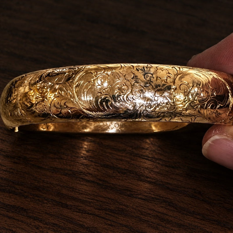 Victorian Gold Filled Etched Bangle