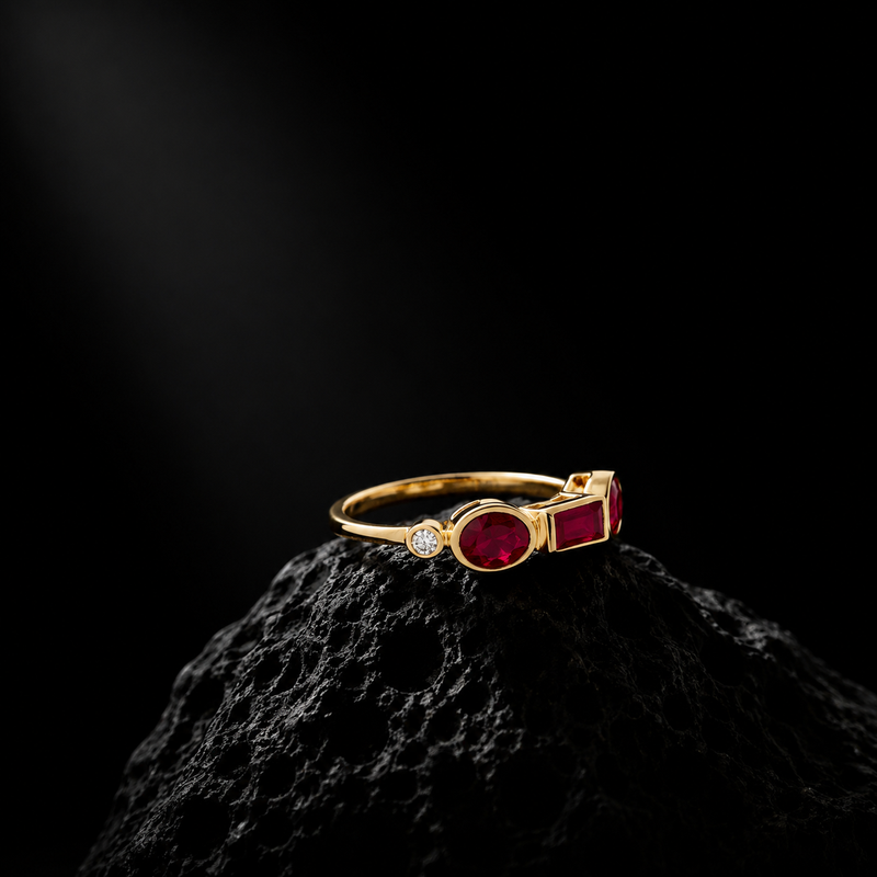Ruby Trio Ring – 14K Yellow Gold