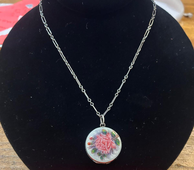 SS with Enamel and Flower Locket