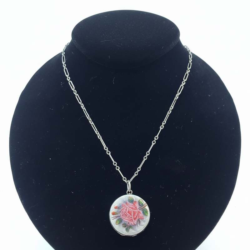 SS with Enamel and Flower Locket