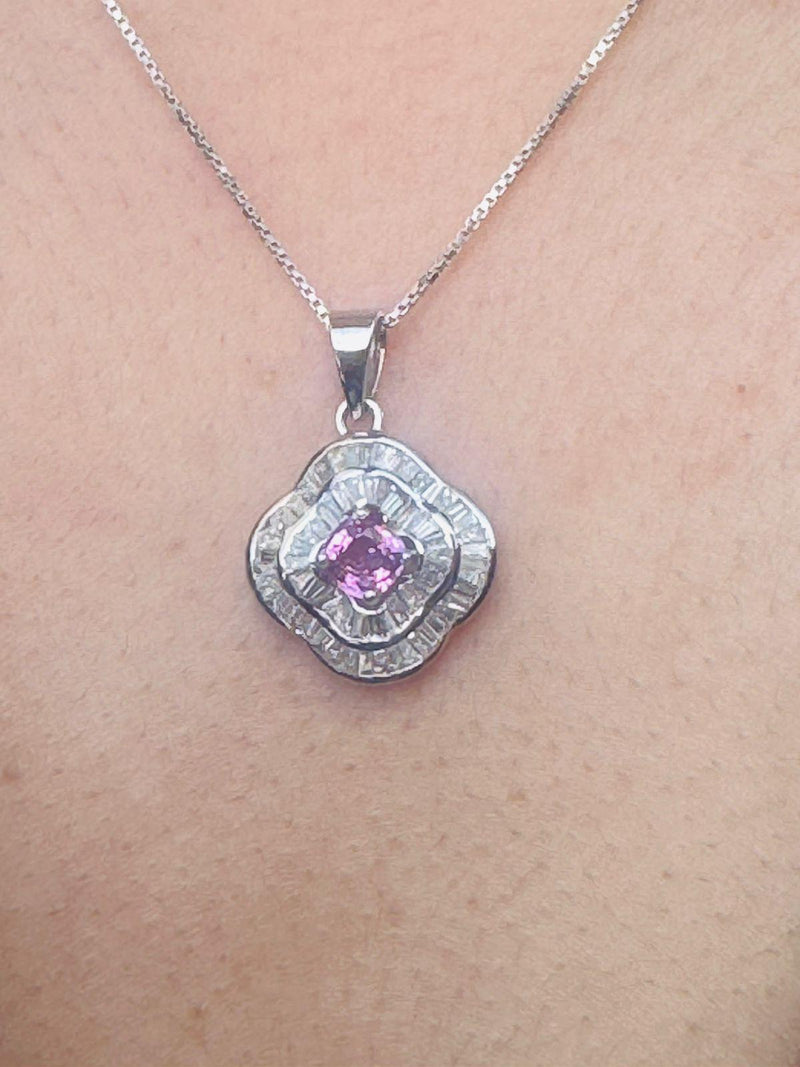 Pink Sapphire Radiance Pendant – 18K White Gold