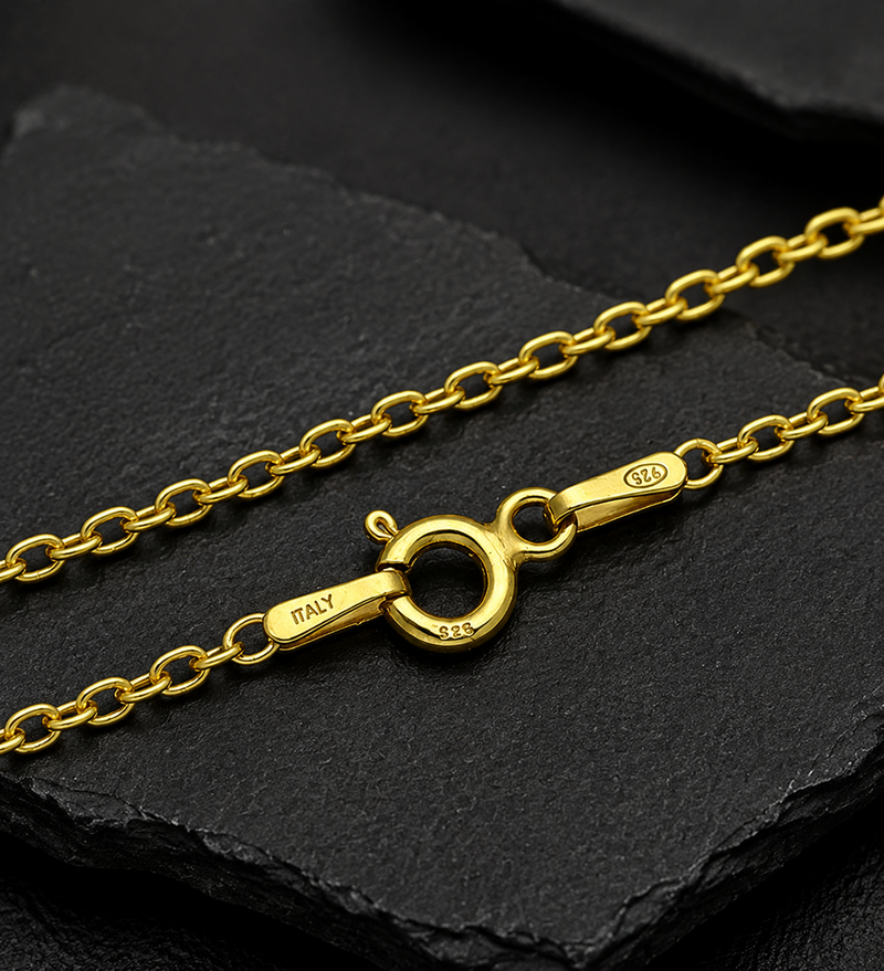 Italian 18K Gold Plated Sterling Silver Cable Chain