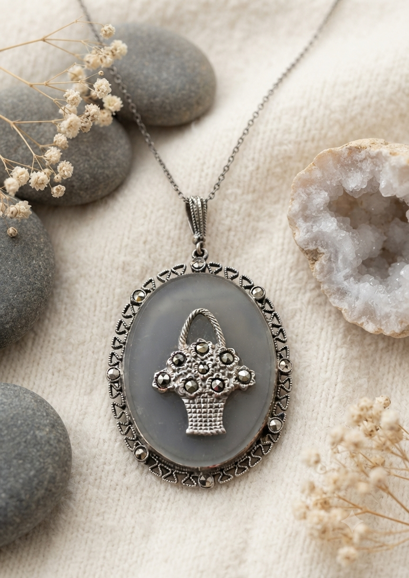 Frosted crystal pendant necklace 24” long