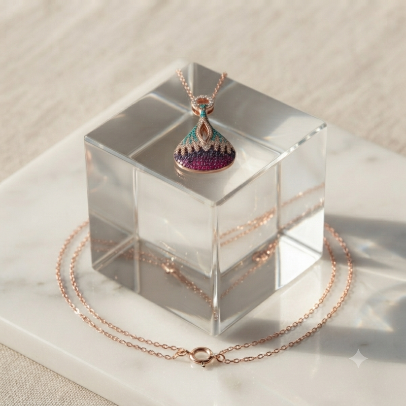 Sterling Silver Colored Stone Necklace